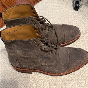 Taft Charcoal Leather Lace-Up Boots